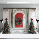 Lofaris White Red Green Wall Festive Christmas Vibe Backdrop